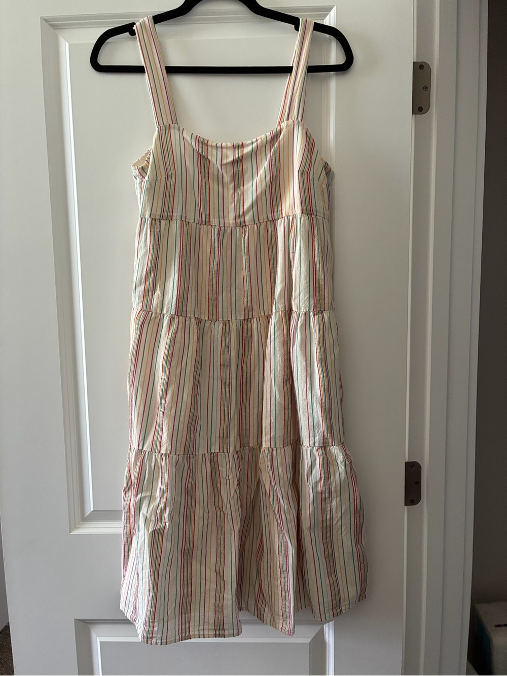 Madewell Cream Tiered Sundress with Multicolor Stripes